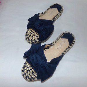 NWOT J/Slides Ritsy Espadrille Slide Sandal Navy Suede Women's Size 6.5